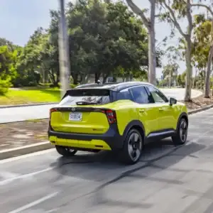 2026 Nissan Kicks Rear View on the Road