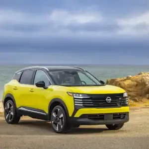Yellow 2026 Nissan Kicks Front Side View