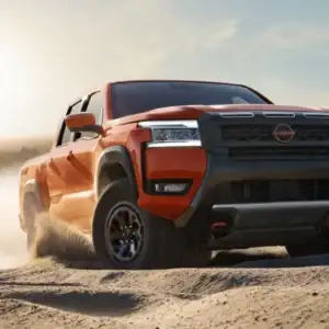2026 Nissan Frontier PRO-4X Afterburn Orange on sand