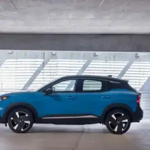 2026 Nissan Kicks Side View in Blue
