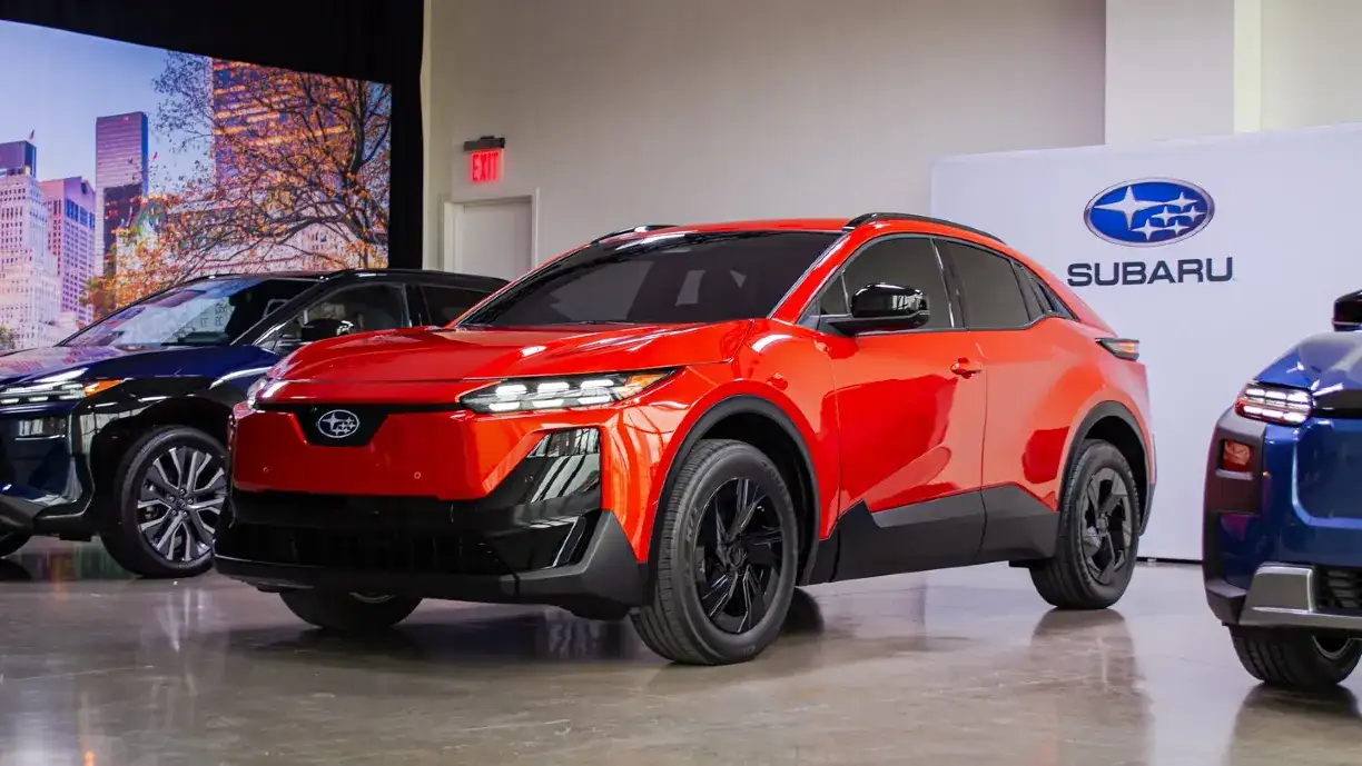 A photo of the new Subaru Uncharted Ev in orange