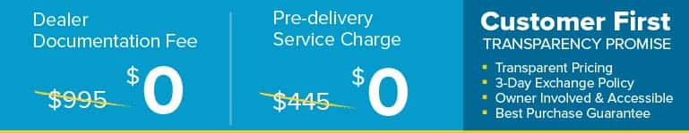 Don Mealey Chevrolet: $0 dealer documentation and pre-delivery fees, backed by our Customer First transparency promise.