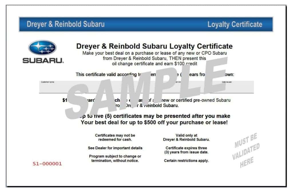 Dreyer & Reinbold Subaru Loyalty Program Dreyer & Reinbold