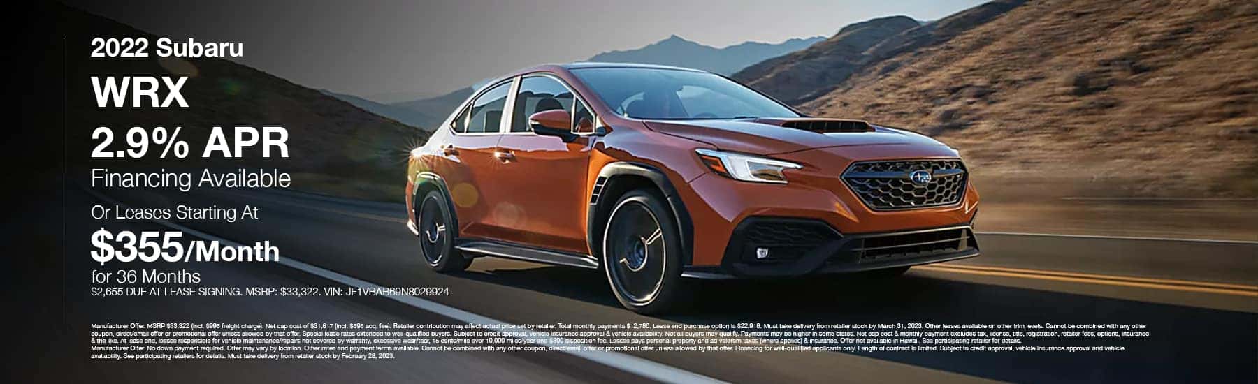 NEW 2022 WRX BASE MARCH OFFER