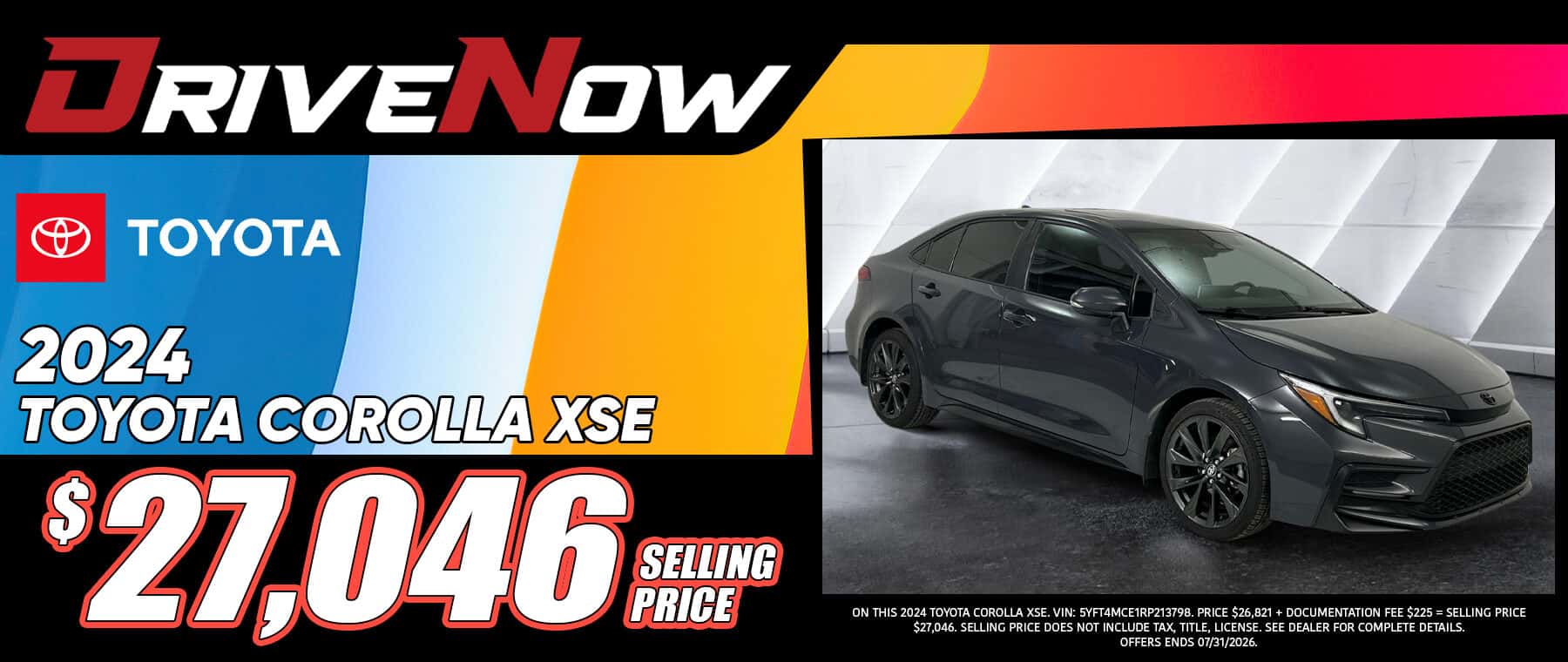 DriveNow July 2026 Corolla Special