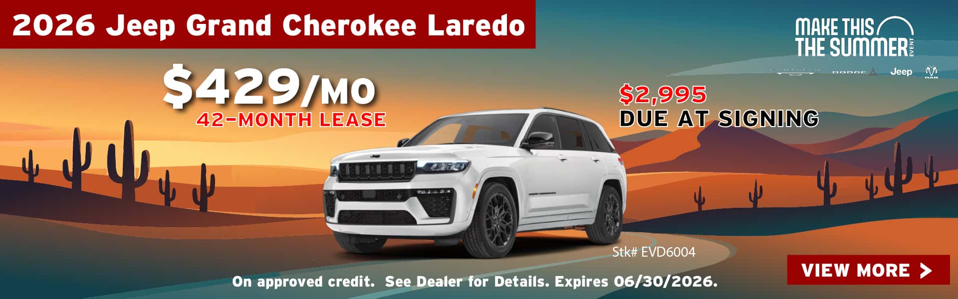 2026 Jeep Grand Cherokee Laredo lease offer at Earnhardt CDJR