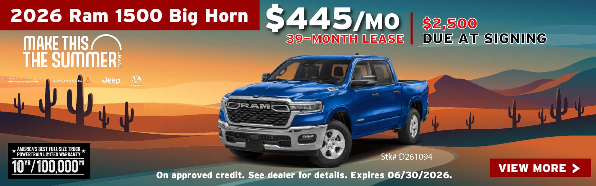 2026 Ram 1500 Big Horn lease offer at Earnhardt CDJR