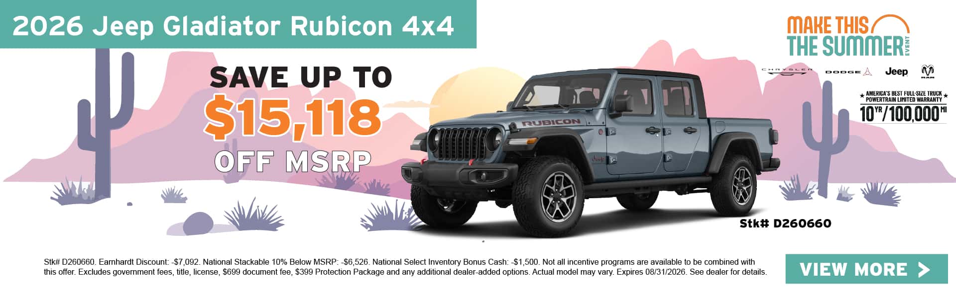 Lease the 2026 Jeep Wrangler 4-Door Sport S for as low as $369 per month for 36 months with $1,995 due at signing