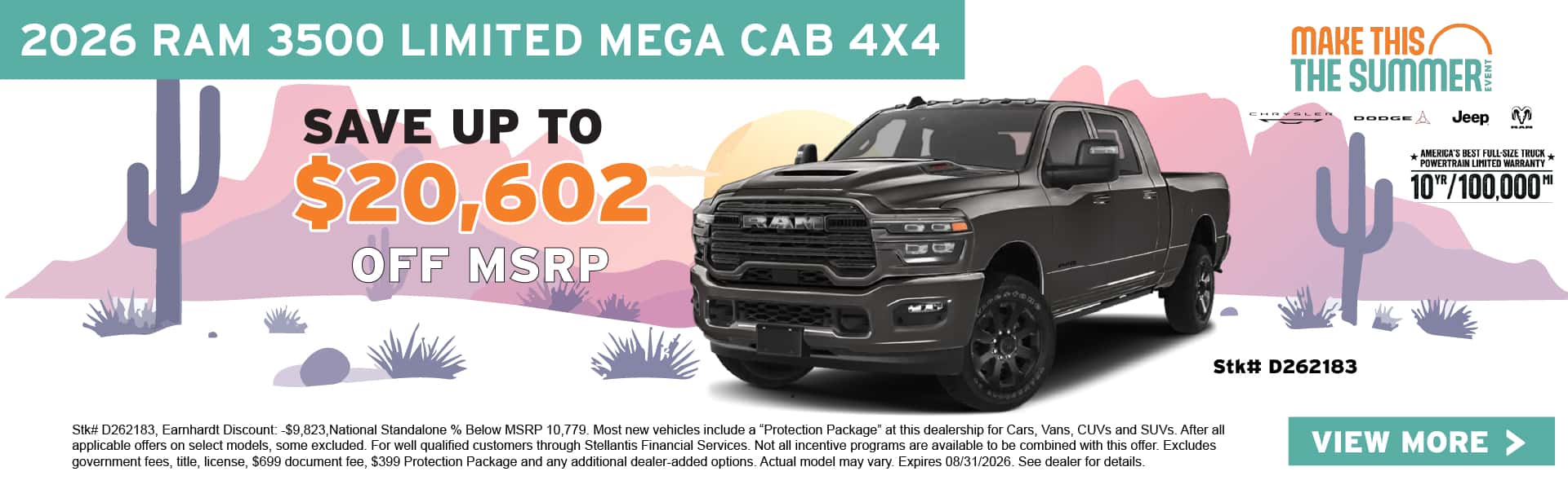 2026 RAM 3500 Limited Mega Cab 4x4 offer graphic optimized for desktop