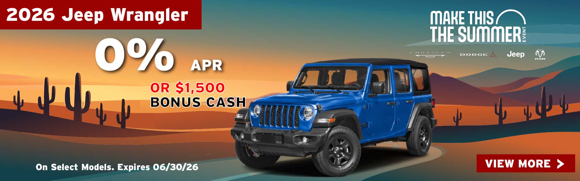 2026 Jeep Wrangler - 0% APR or $1,500 Bonus Cash Desktop