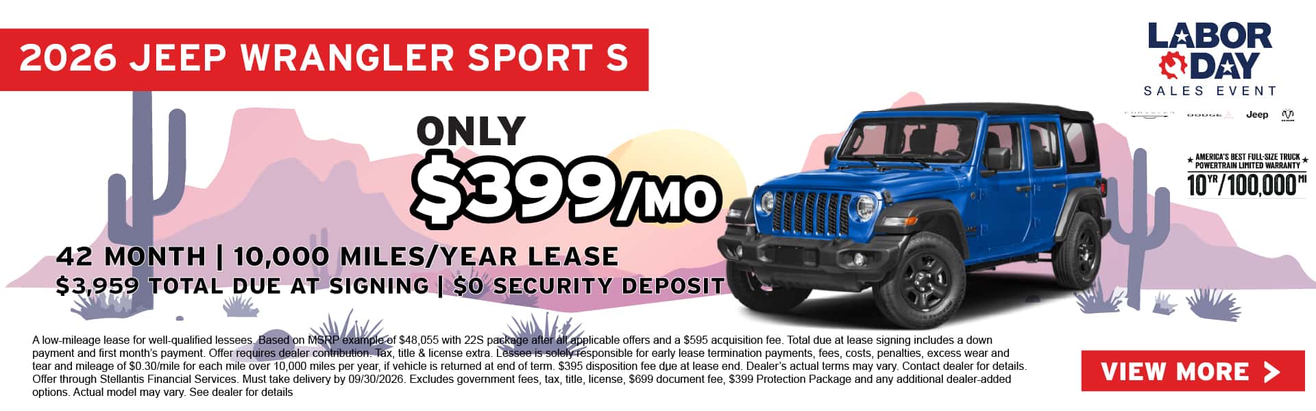 2026 Jeep Wrangler Sport S - Labor Day Offer