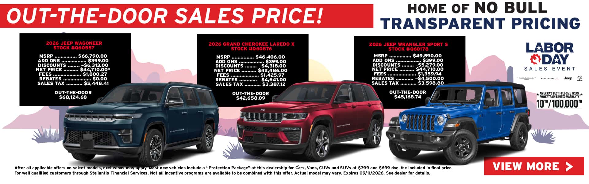 Jeep Out-The-Door No Bull Transparent Pricing offers