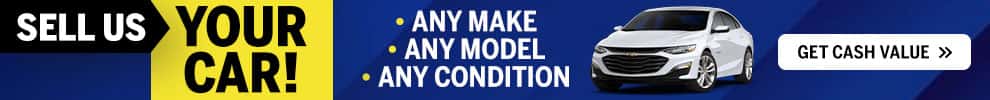 Sell Eriks Chevrolet your car! We will buy any make, model, or condition vehicle near Marion, Indiana!