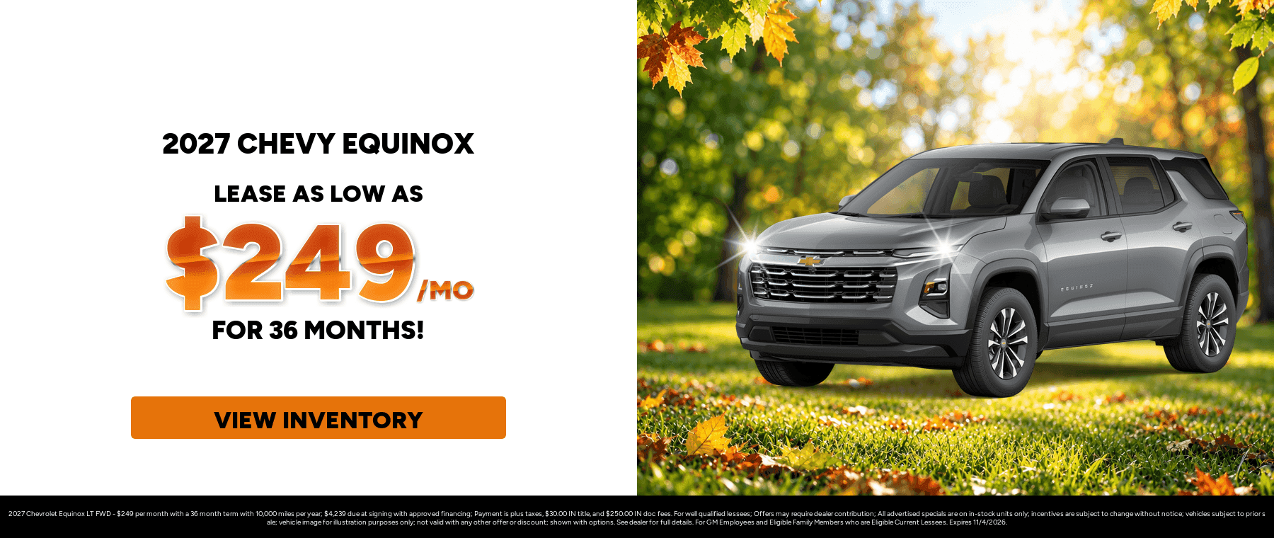 Best lease payments on a 2027 Chevrolet Equinox near Elwood, IN