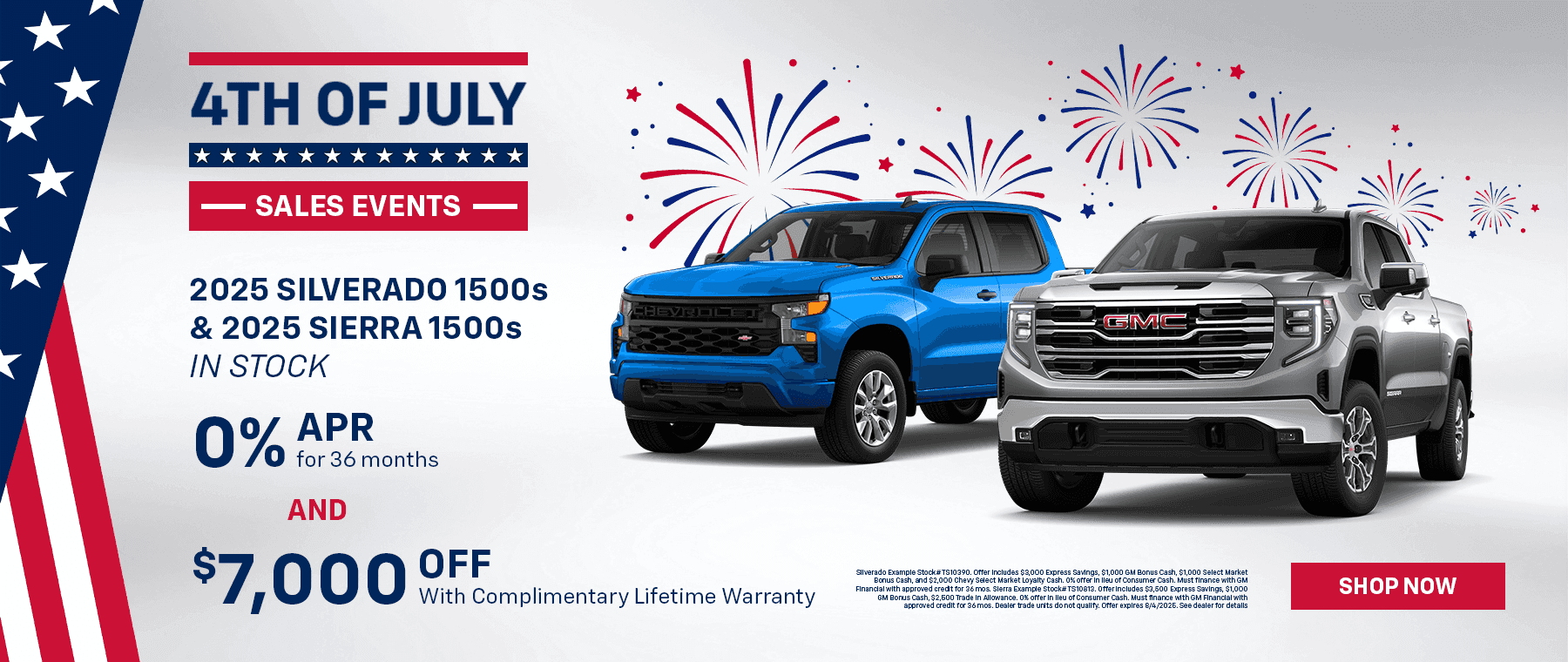 2025 SILVERADO 1500s and 2025 SIERRA 1500s IN STOCK Offer: 0% APR for 36 Months AND $7,000 OFF! With Complimentary Lifetime Warranty