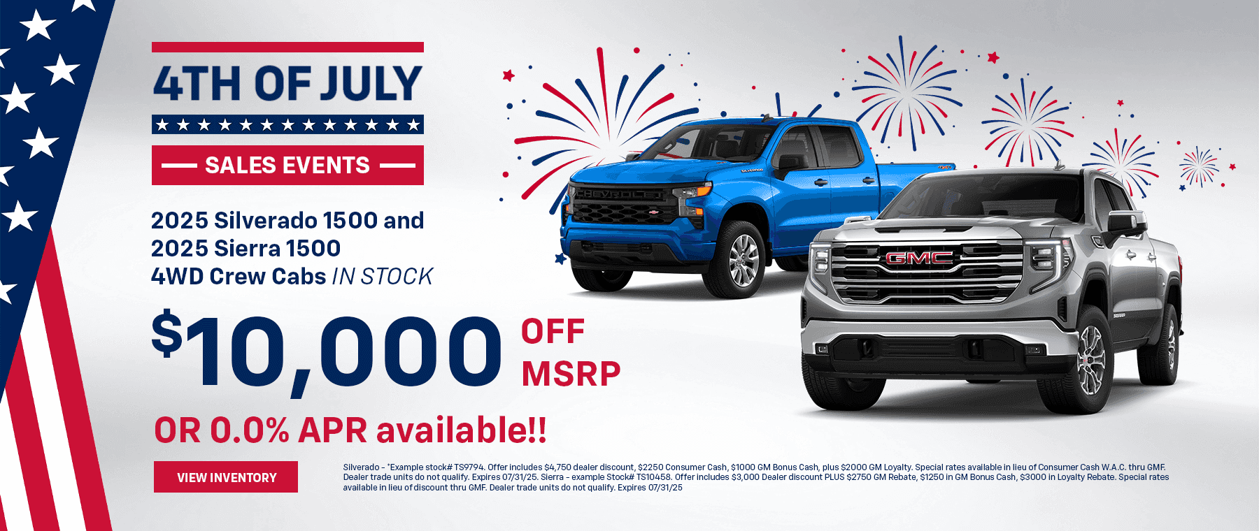 2025 Silverado 1500 and 2025 Sierra 1500 4WD Crew Cabs IN STOCK Offer: 10,000 OFF MSRP!! OR 0.0% APR available!!