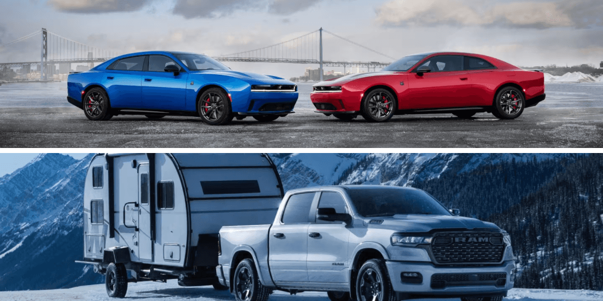 Dodge Charger on top, Ram 1500 on bottom
