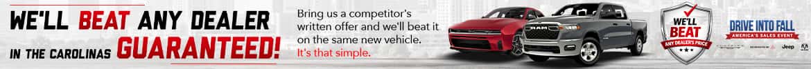 We'll Beat Any Dealer in the Carolinas — Guaranteed!