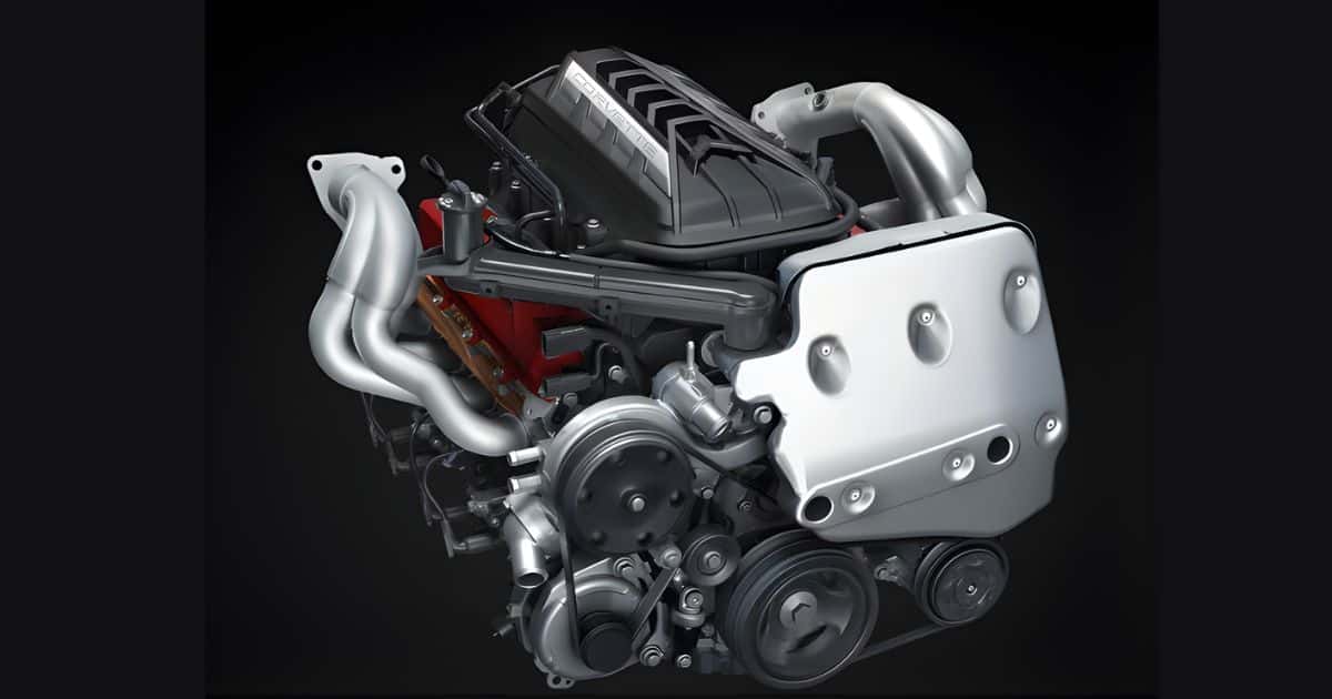 The V8 engine of the 2026 Chevrolet Corvette Stingray is placed in the middle for balance.