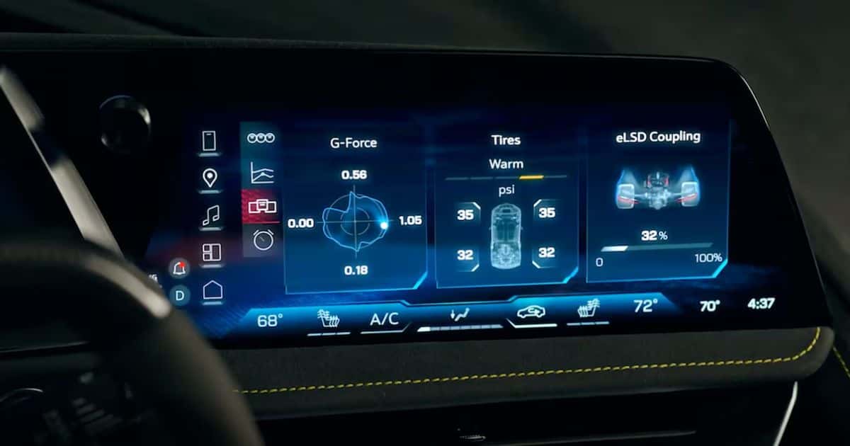 The customizable Performance App in the 2026 Chevrolet Corvette Stingray