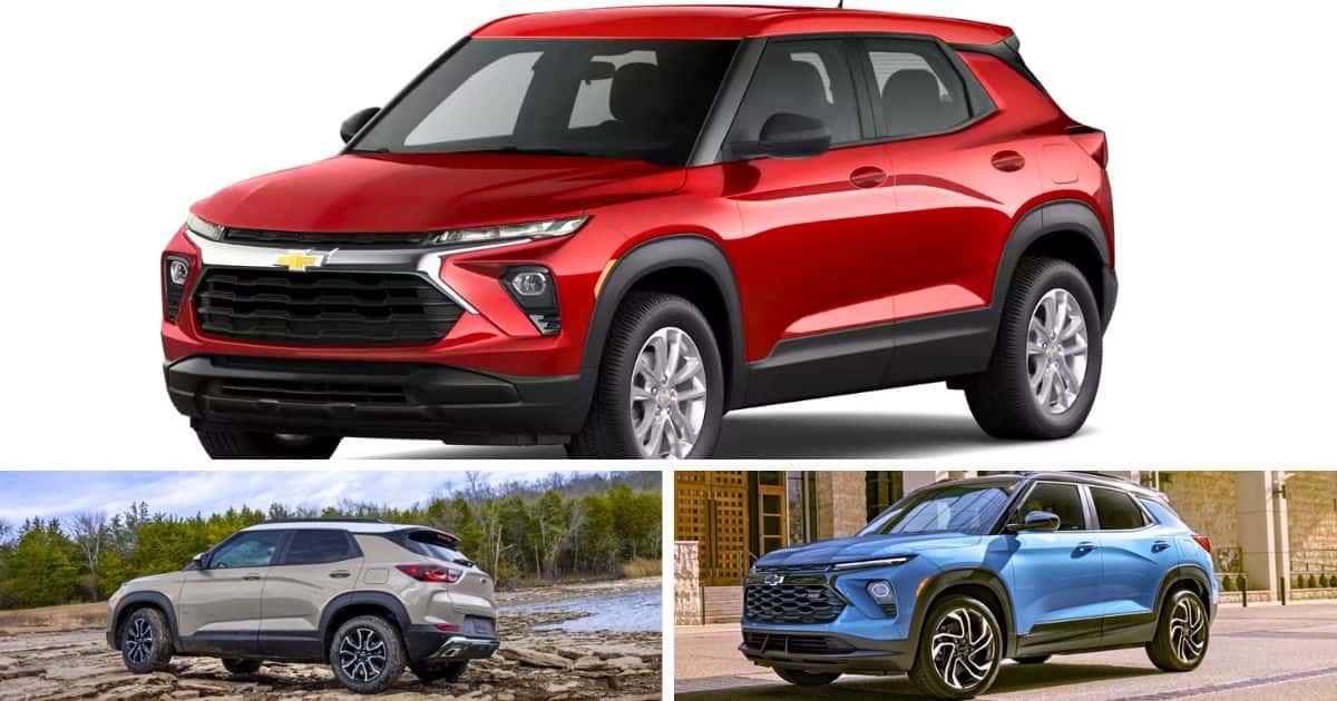 The new Apex Red color and two-tone roofline of the 2026 Chevy Trailblazer models.