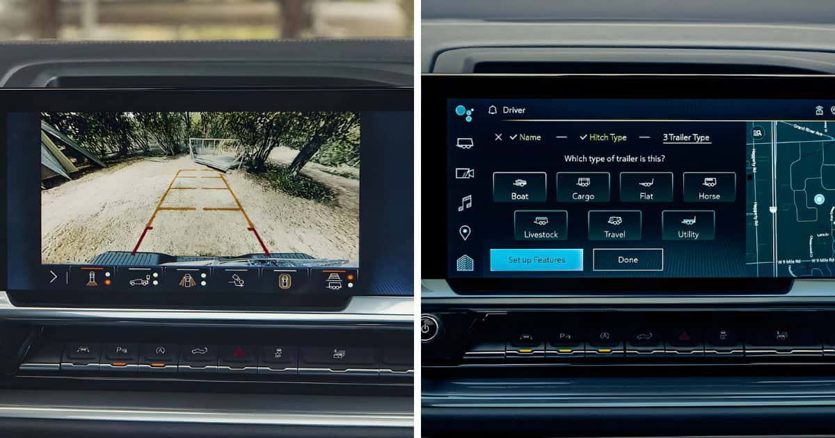 The 14 different camera views and in-vehicle trailering app