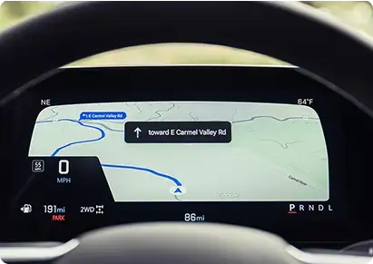 Chevrolet Equinox digital driver display showing a navigation map