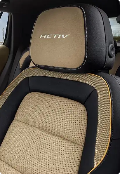 Chevrolet Equinox ACTIV front seat with two-tone tan and black upholstery