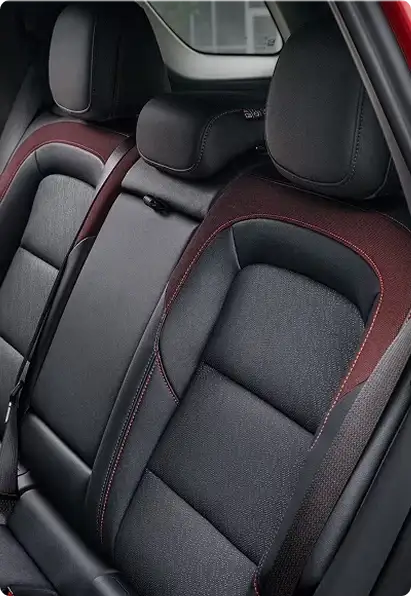 Chevrolet Equinox rear seats in black with red contrast stitching