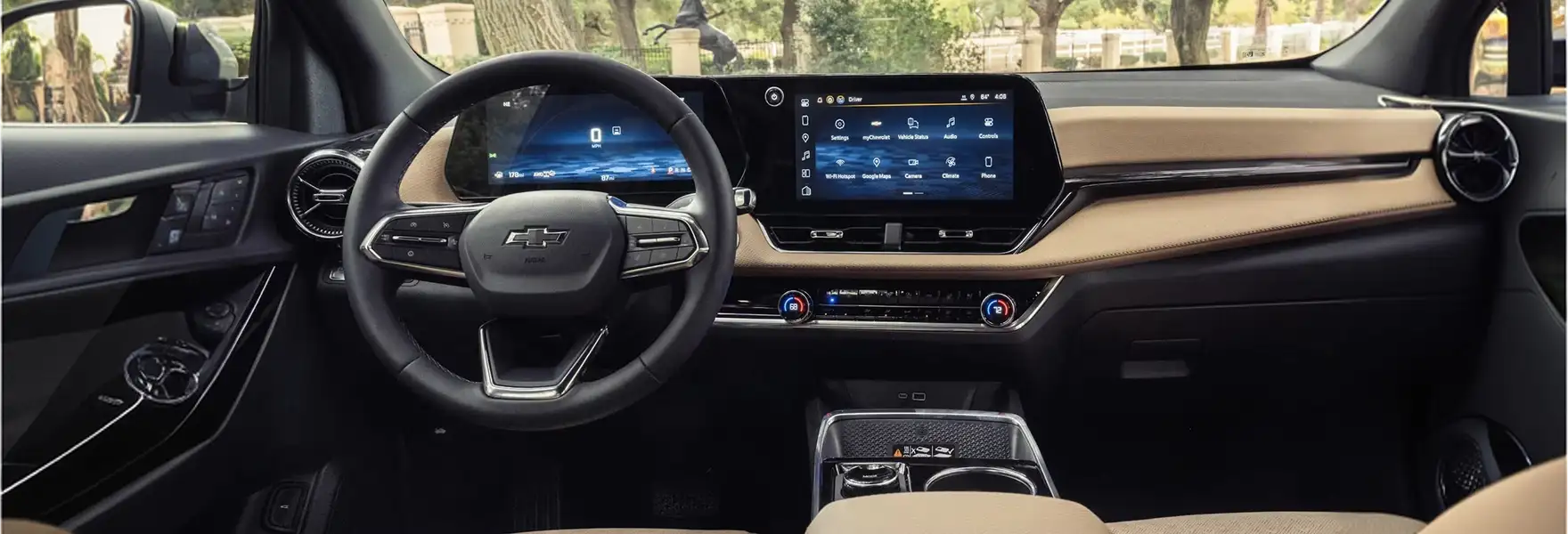 Wide view of the 2027 Chevrolet Equinox dashboard and infotainment screen