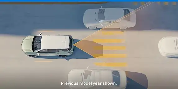 Overhead view showing the Equinox rear camera detection zone