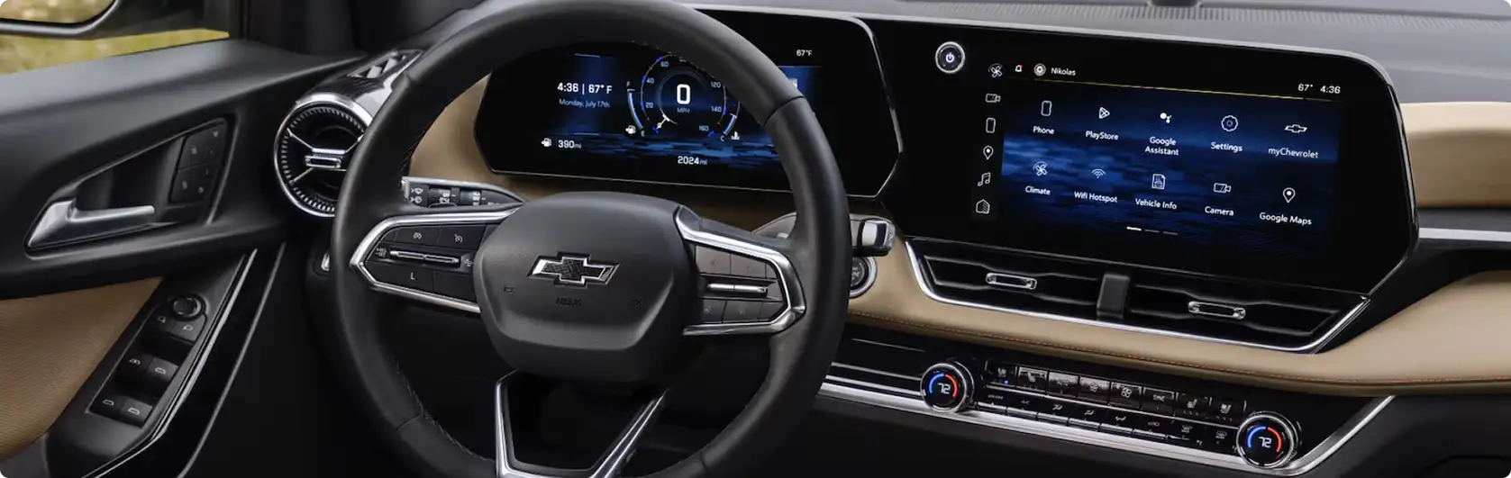 2027 Chevrolet Equinox dashboard with steering wheel and digital screens