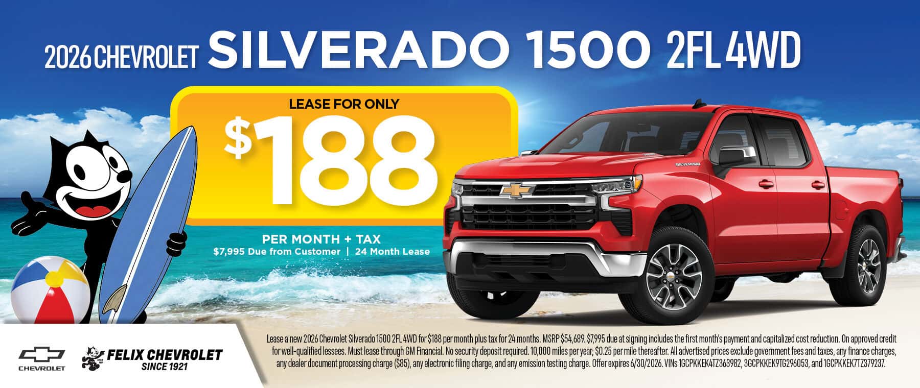 2026 Chevrolet Silverado 1500 2FL 4WD June Lease Special