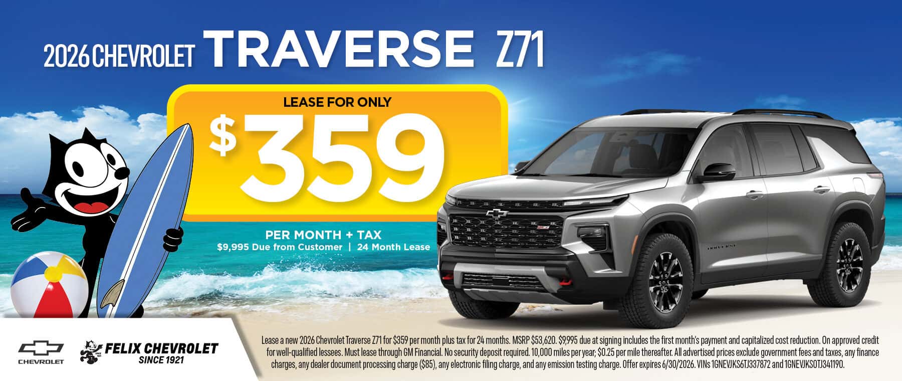2026 Chevrolet Traverse Z71 June Lease Special