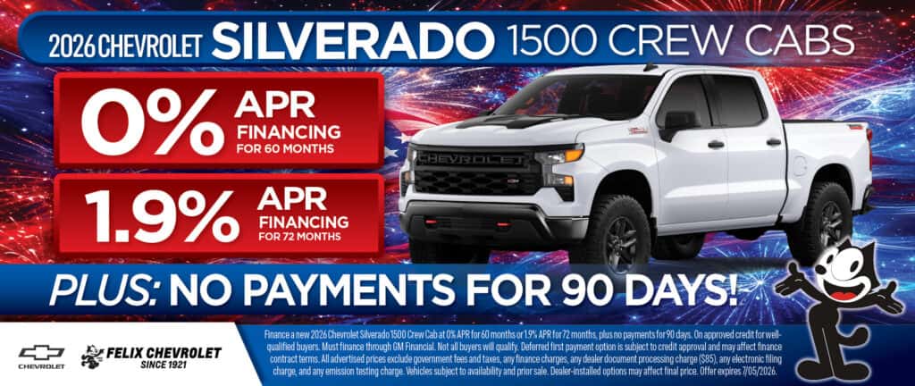 2026 Silverado 1500 Crew Cabs July Financing Special