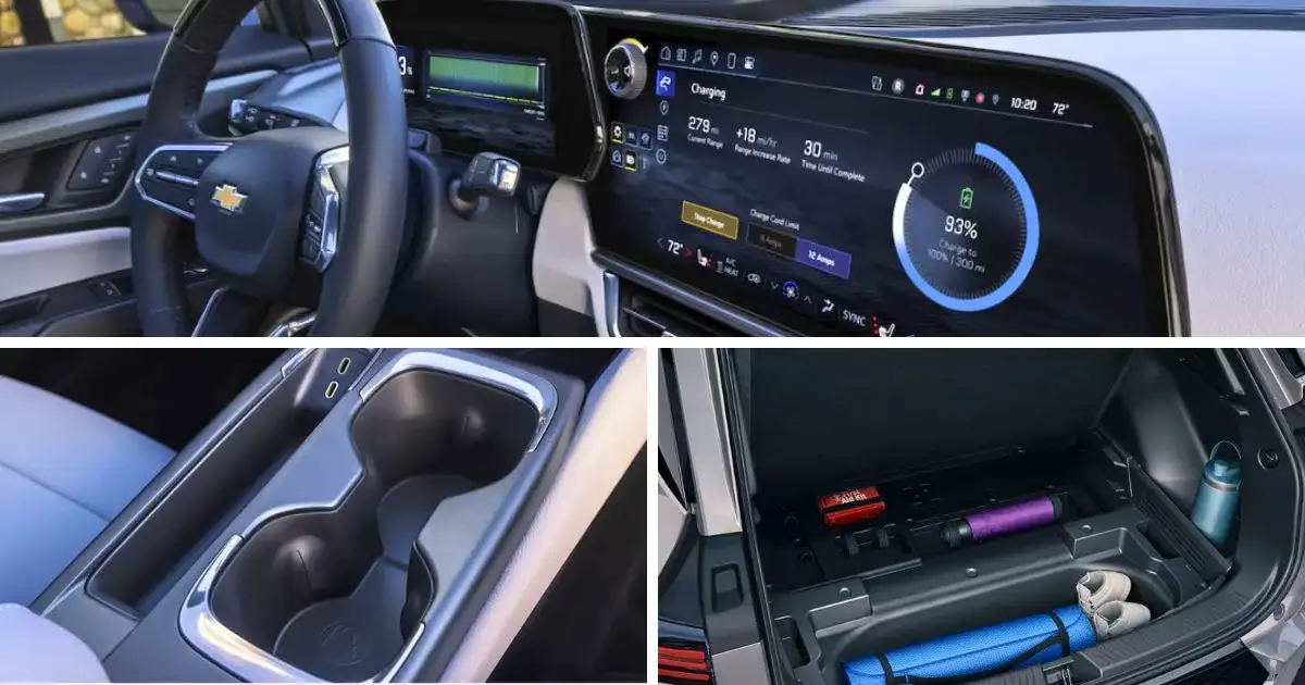 The 2026 Chevrolet Equinox EV LT cabin has a modern design and practical storage features