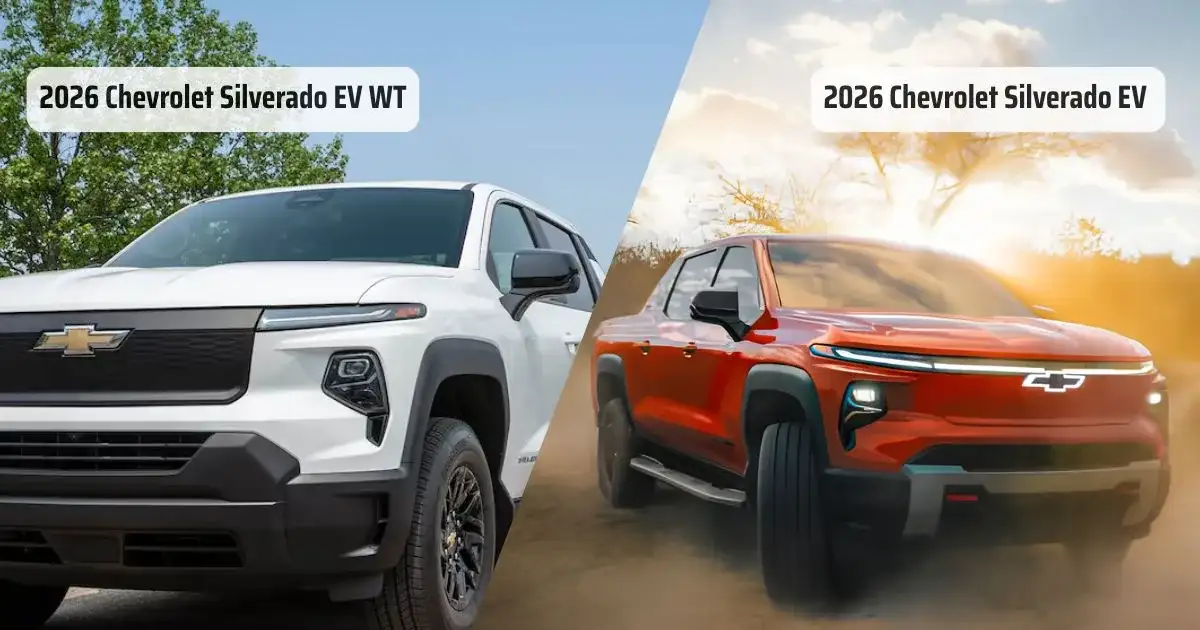 The 2026 Silverado EV WT is different from the 2026 Silverado EV by trimming consumer features