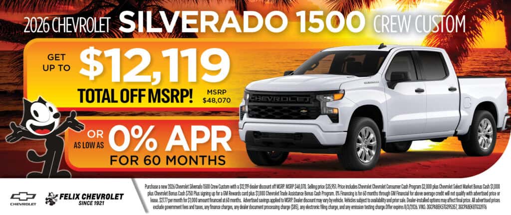 2026 Chevrolet Silverado 1500 Custom Crew July Special