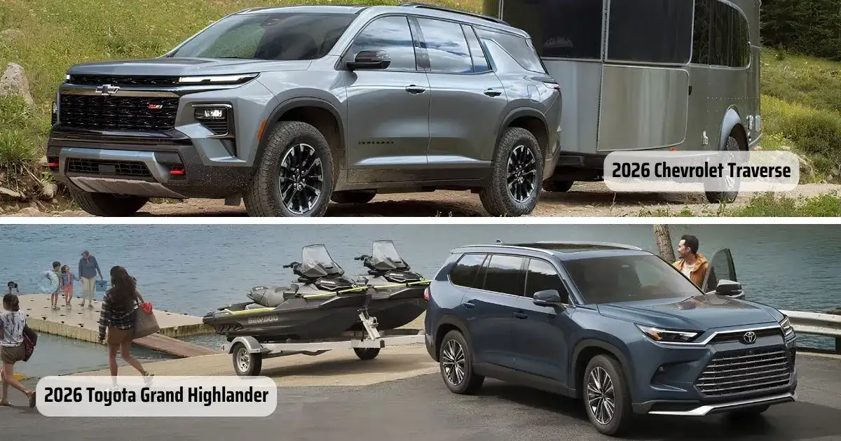Both the 2026 Chevrolet Traverse and 2026 Toyota Grand Highlander have a 5,000-lb maximum towing capacity