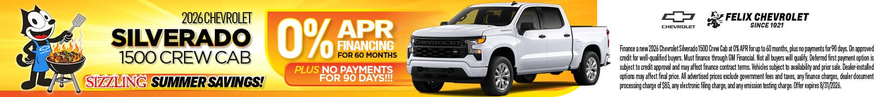 2026 Chevrolet Silverado 1500 Crew Cab Finance Special August