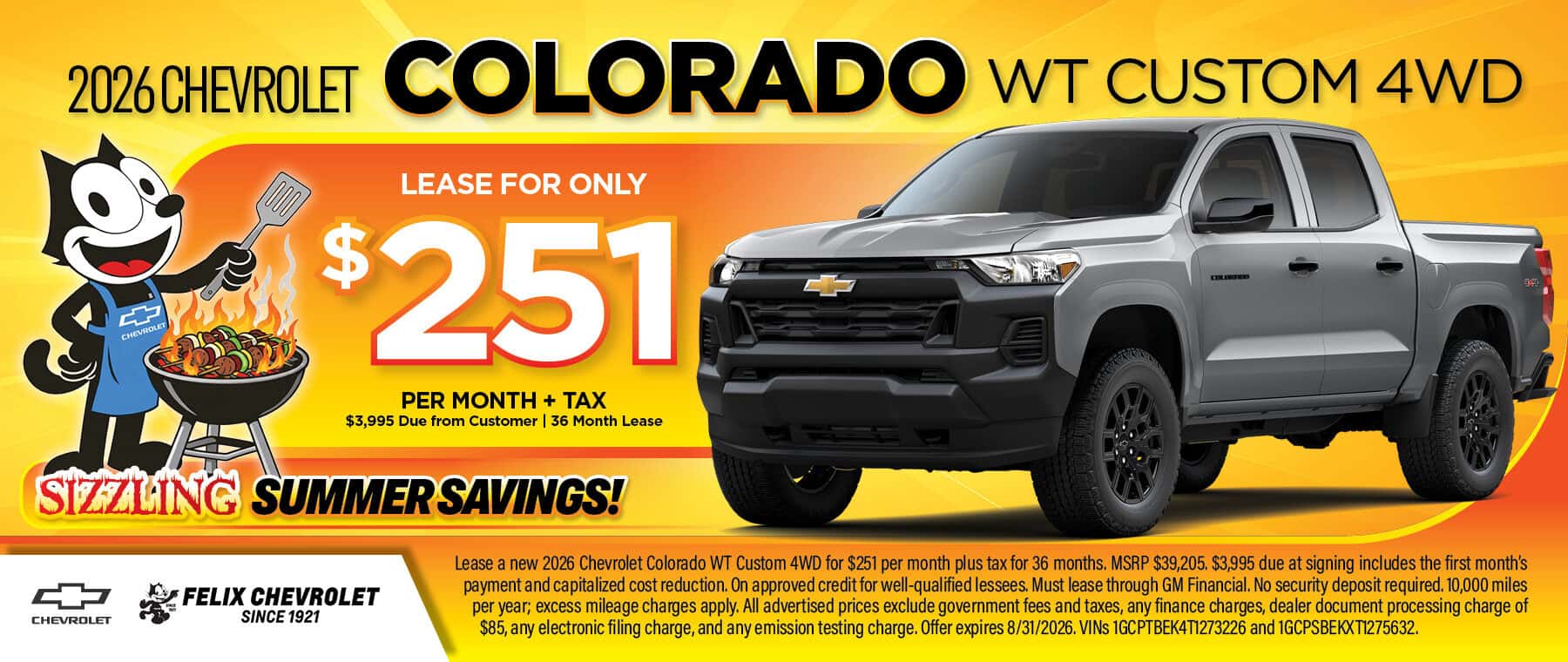 2026 Chevrolet Colorado WT Custom 4WD August Lease Special