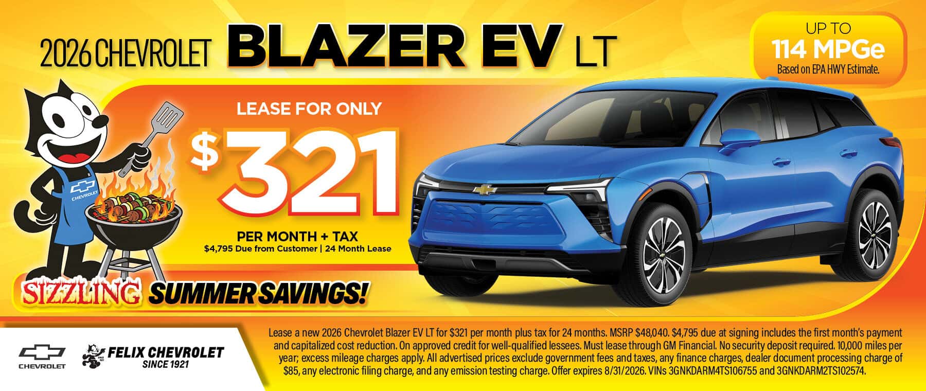 2026 Chevrolet Blazer EV LT August Lease Special