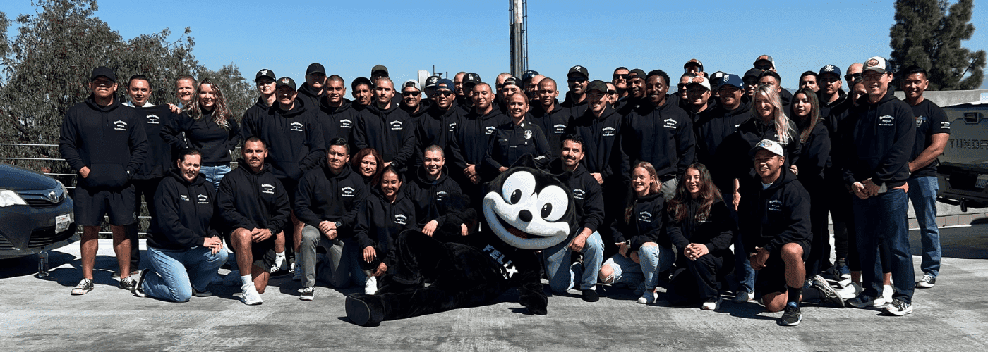 Felix the Cat with participants at a Run Club x Felix Chevrolet community event in Los Angeles