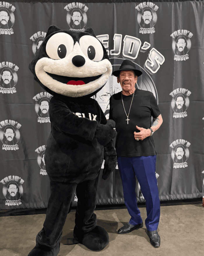 Felix the Cat with actor Danny Trejo at a Los Angeles community event