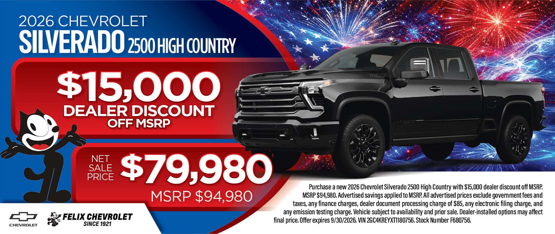 2026 Chevrolet Silverado 2500 High Country dealer discount special at Felix Chevrolet in Los Angeles, CA