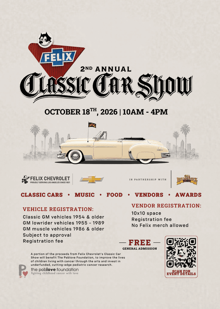 2nd Annual Felix Chevrolet Classic Car Show in Los Angeles on October 18, 2026