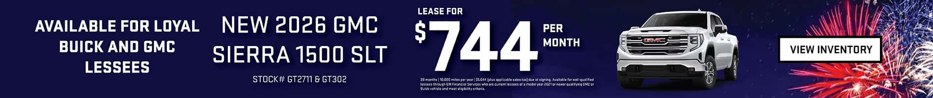 $744 per month lease on New 2026 GMC Sierra 1500 Trucks