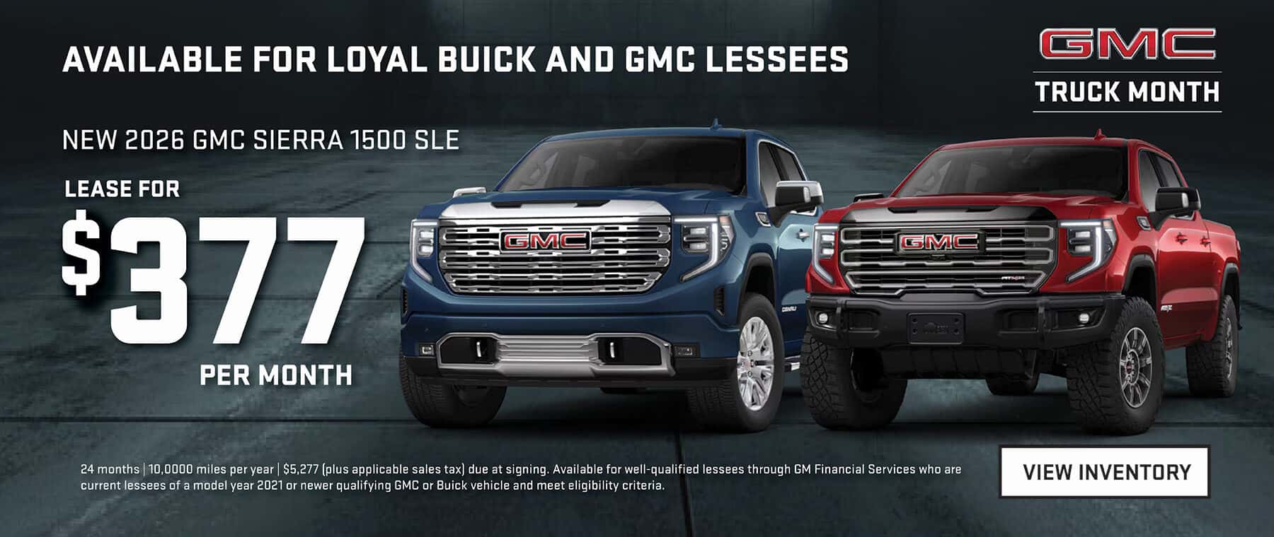 $377 per month lease on New 2026 GMC Sierra 1500 Trucks