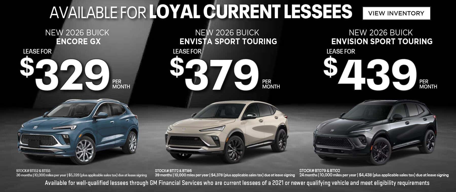Loyalty Leases available on New 2026 Buick Encore GX, Envista and Envision SUVs