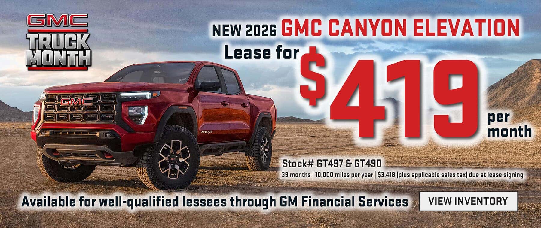 September Leases available on New 2026 GMC Canyon Trucks
